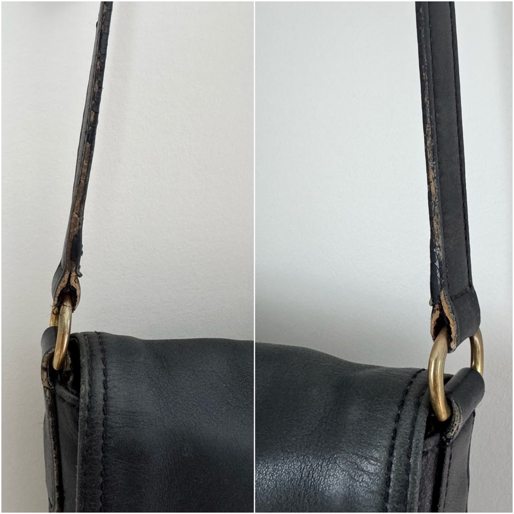 COACH 9592 Vintage Leather Legacy Slim Flap Crossbody Bag Black - Picture 2 of 16